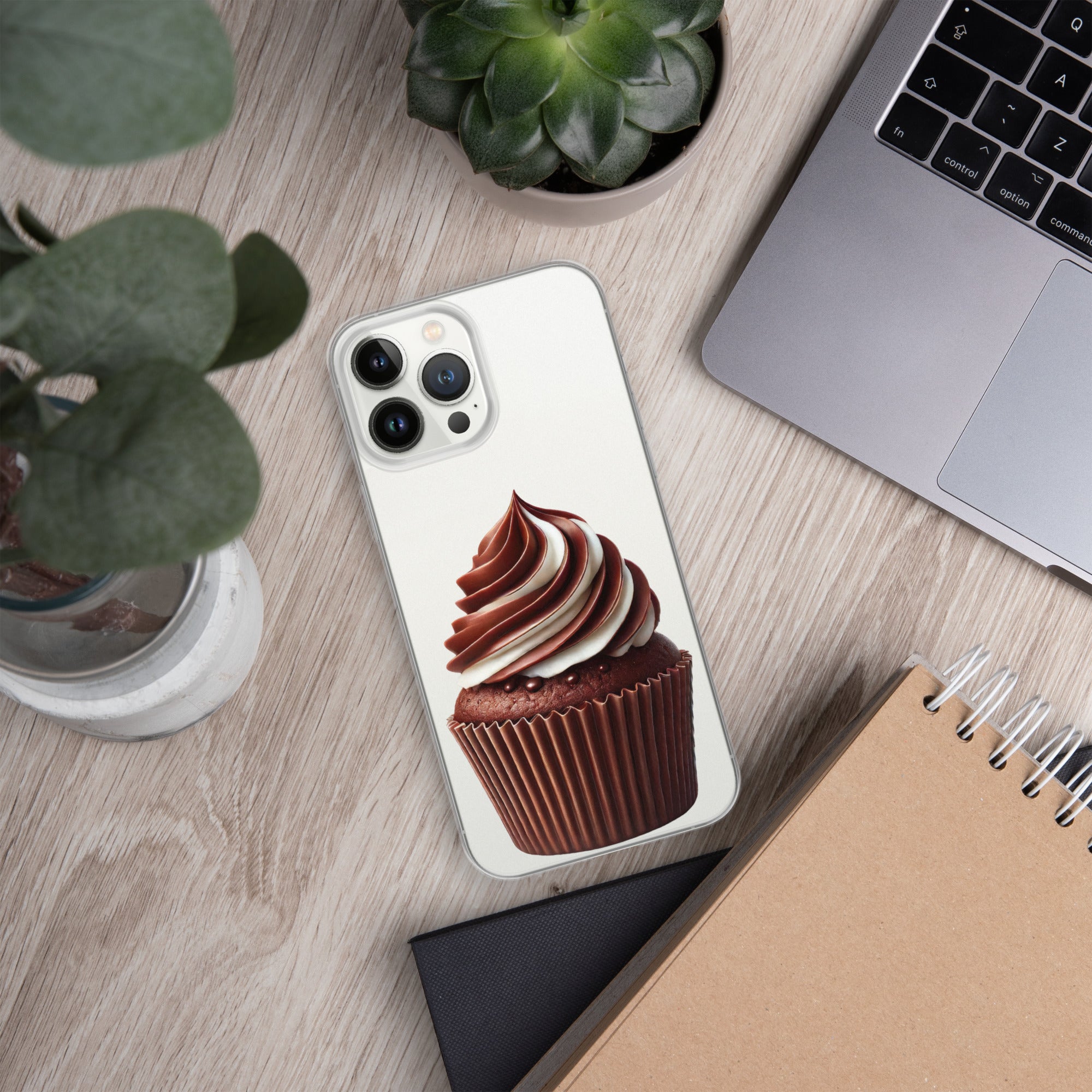 Chocolate Vanilla Swirl Cupcake Clear Case for iPhone 13 Pro Max - Dessert Aesthetic Protective Cover