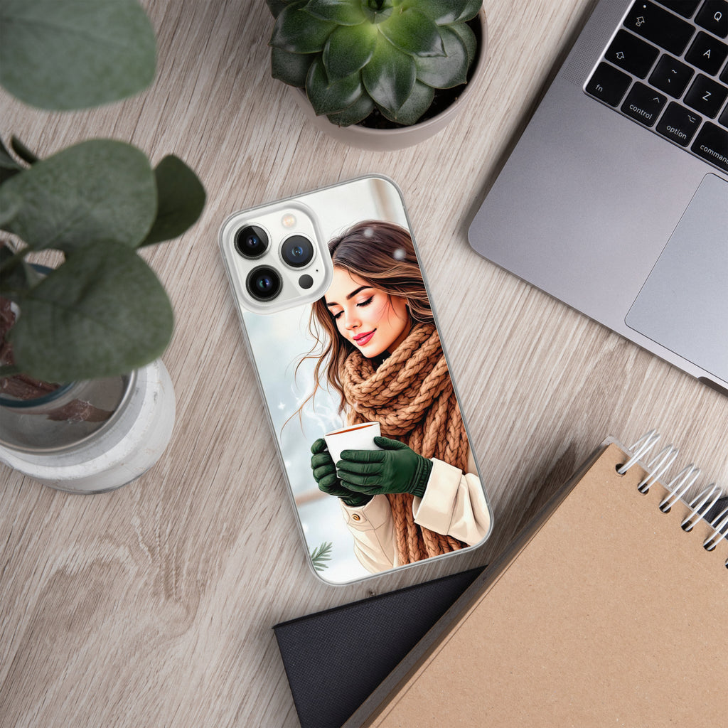 Cozy Winter Moments Clear Case for iPhone 13 Pro Max - Aesthetic Winter Girl Protective Cover