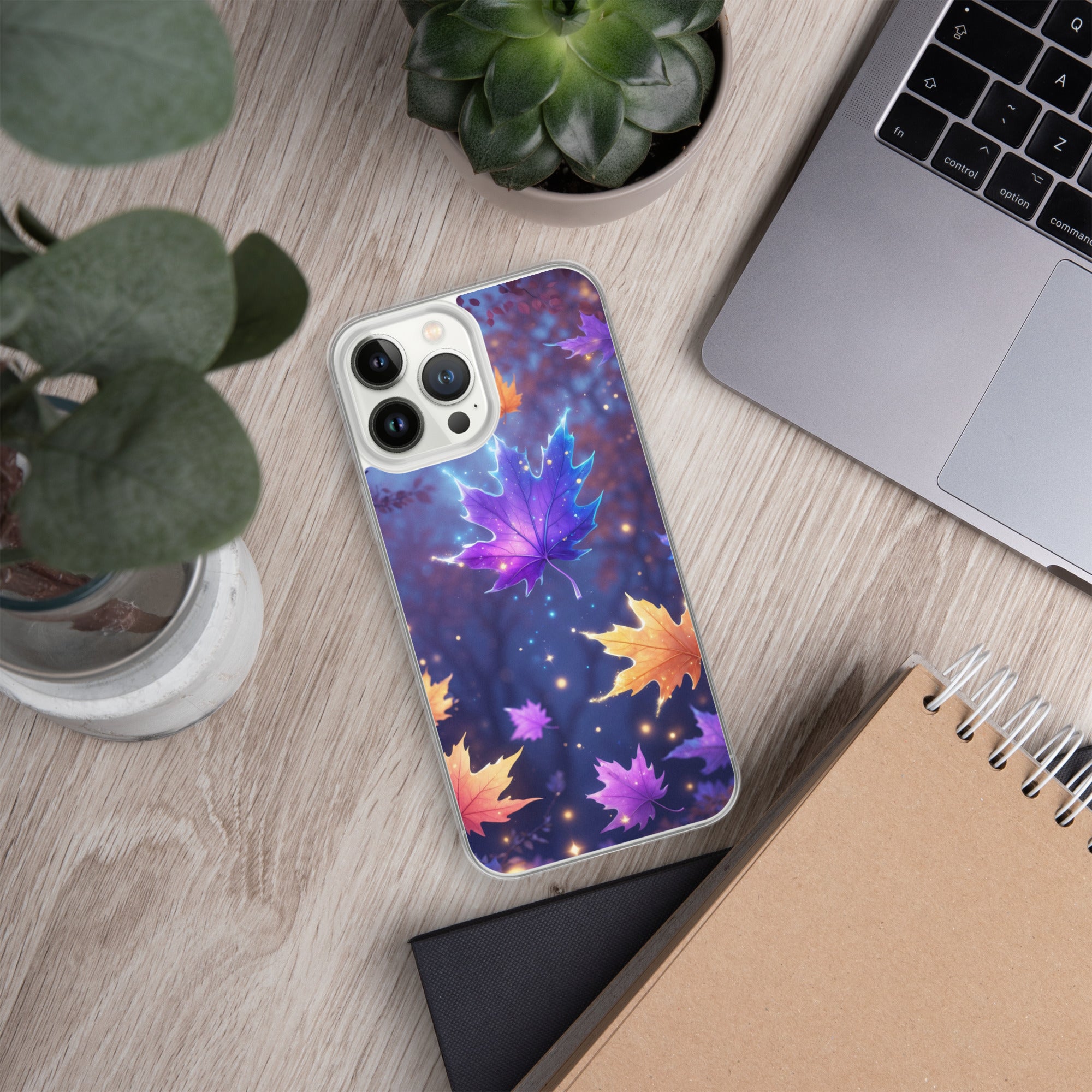 Enchanted Autumn Leaves Clear Case for iPhone 13 Pro Max - Fantasy Fall Maple Leaf Protective Cover