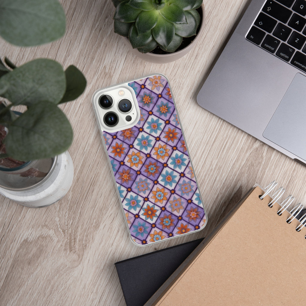 Violet Mosaic Blooms Clear Case for iPhone 13 Pro Max