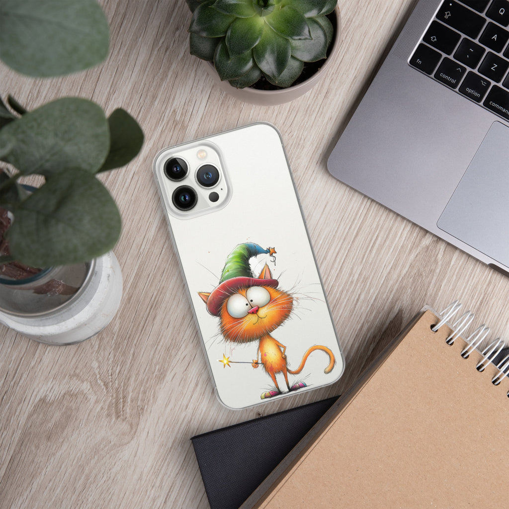 Wizard Cat Clear Case for iPhone 13 Pro Max - Funny Magic Kitty Cartoon Protective Cover