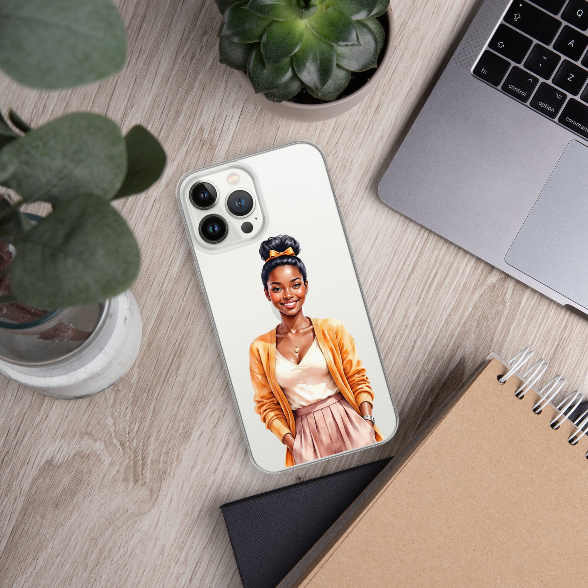 Golden Autumn Glow Girl Clear Case for iPhone 13 Pro Max - Fashion Illustration Protective Cover