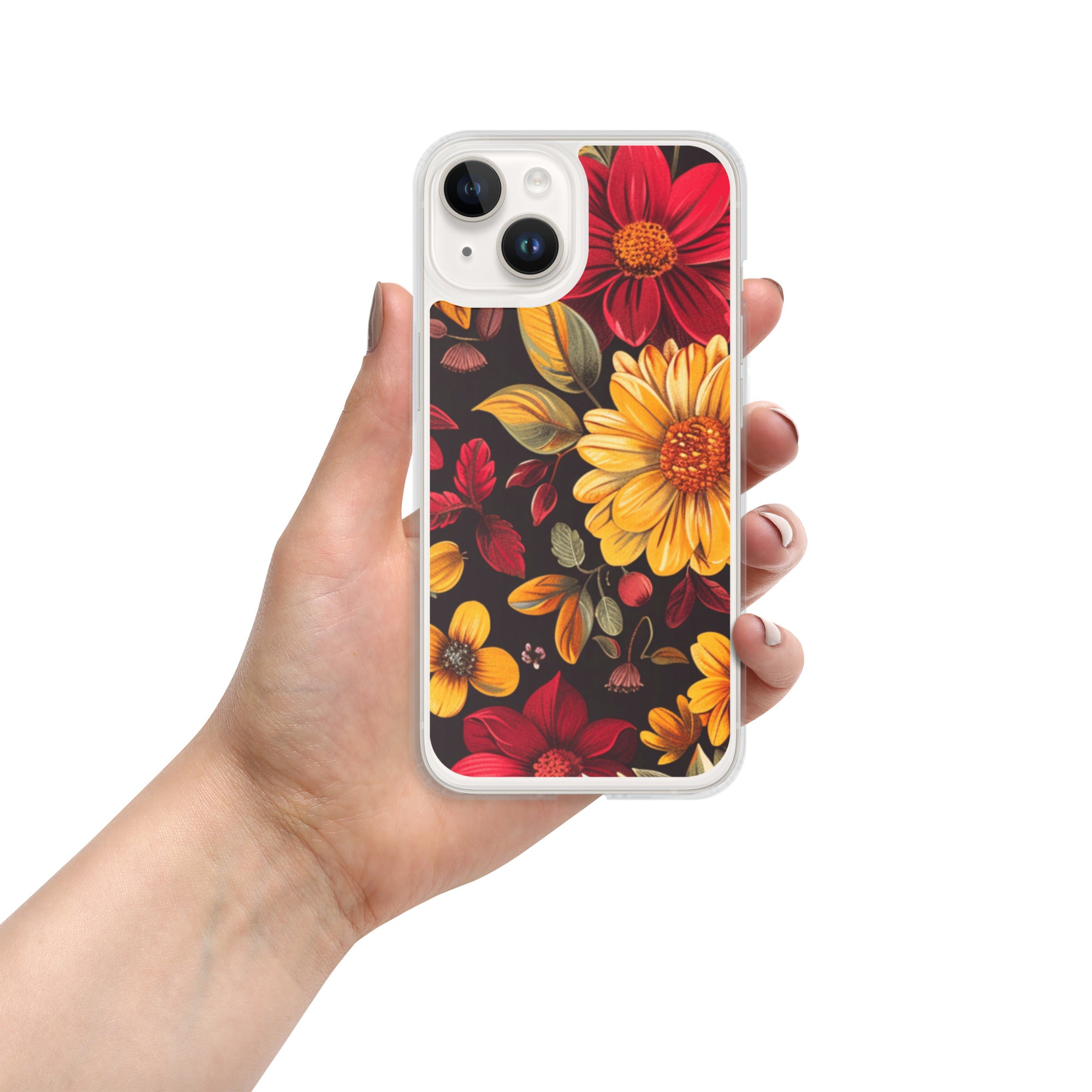 Twilight Flowerfield Clear Case for iPhone 14 - Durable & Stylish Protective Phone Cover