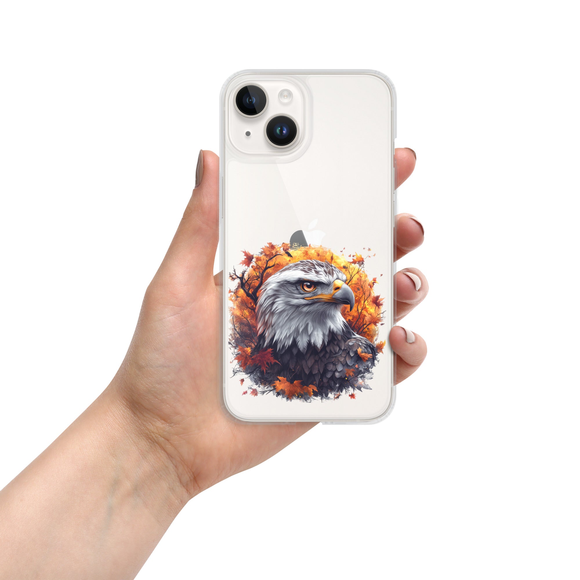 Autumn Eagle Spirit Clear Case for iPhone 14 - Bald Eagle Fall Aesthetic Protective Cover