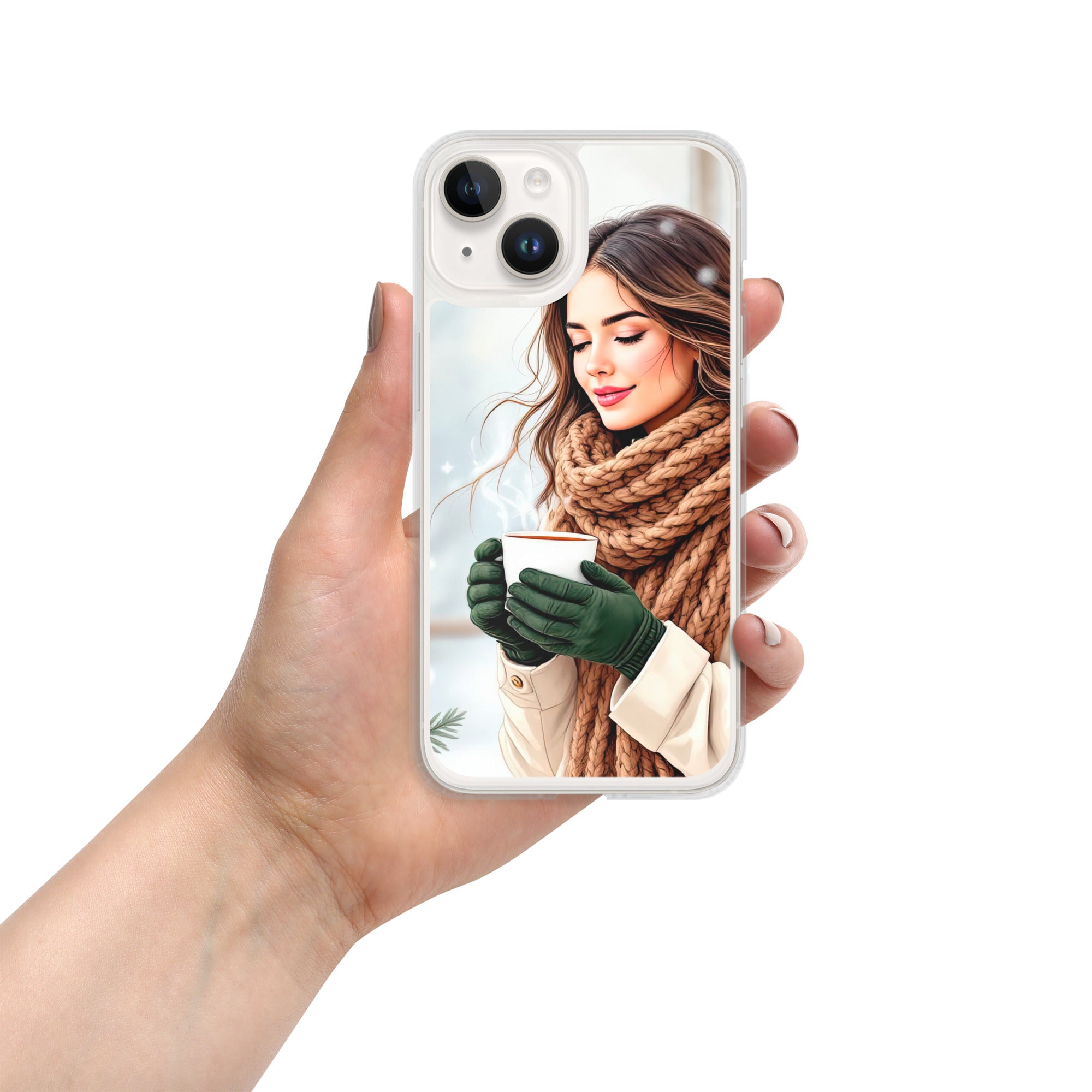 Cozy Winter Moments Clear Case for iPhone 14 - Aesthetic Winter Girl Protective Cover