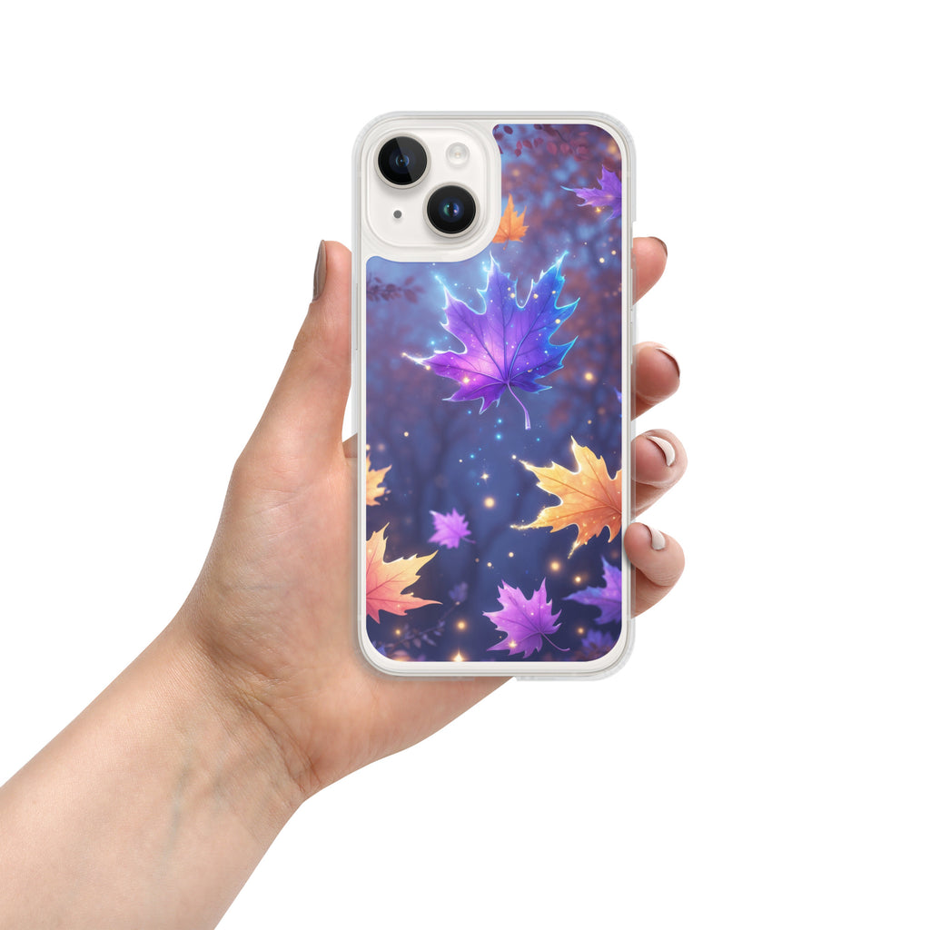 Enchanted Autumn Leaves Clear Case for iPhone 14 - Fantasy Fall Maple Leaf Protective Cover