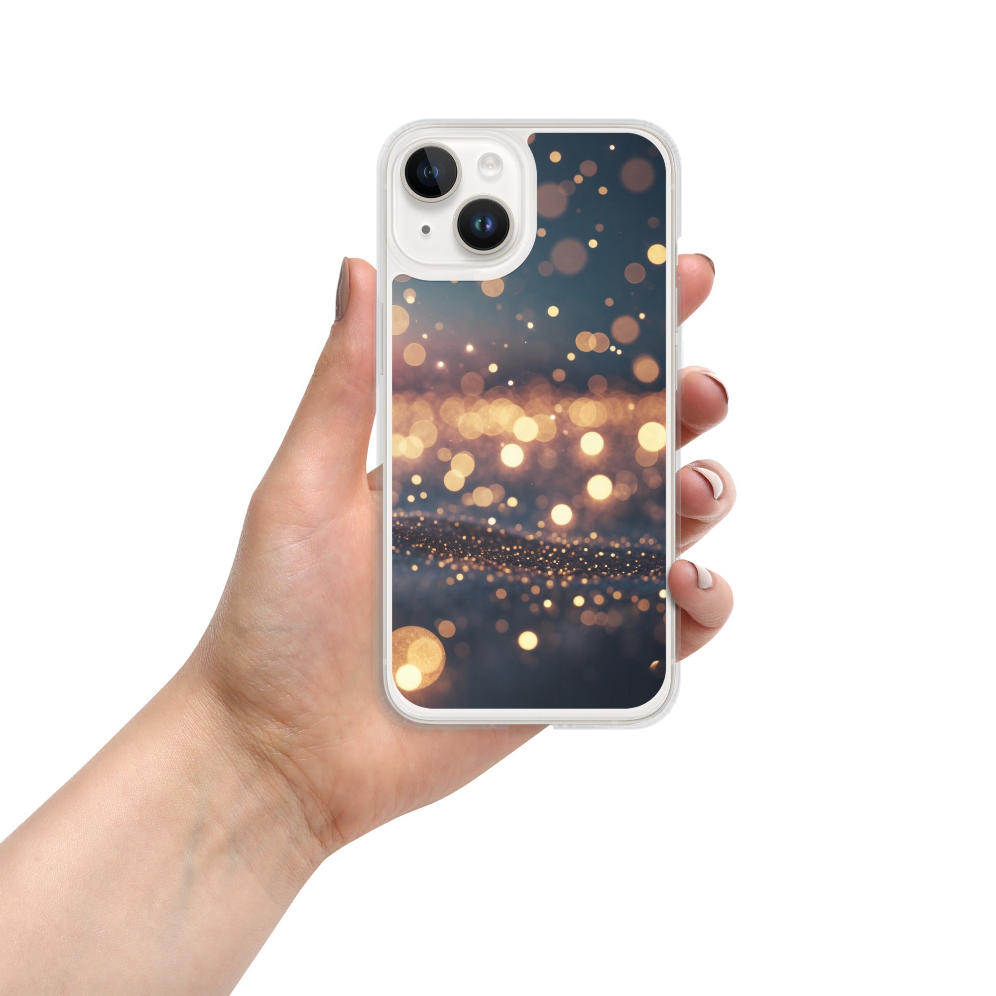 Golden Sparkle Bokeh Clear Case for iPhone 14