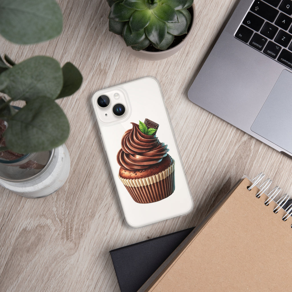 Chocolate Cupcake Clear Case for iPhone 14 - Sweet Dessert Protective Phone Cover
