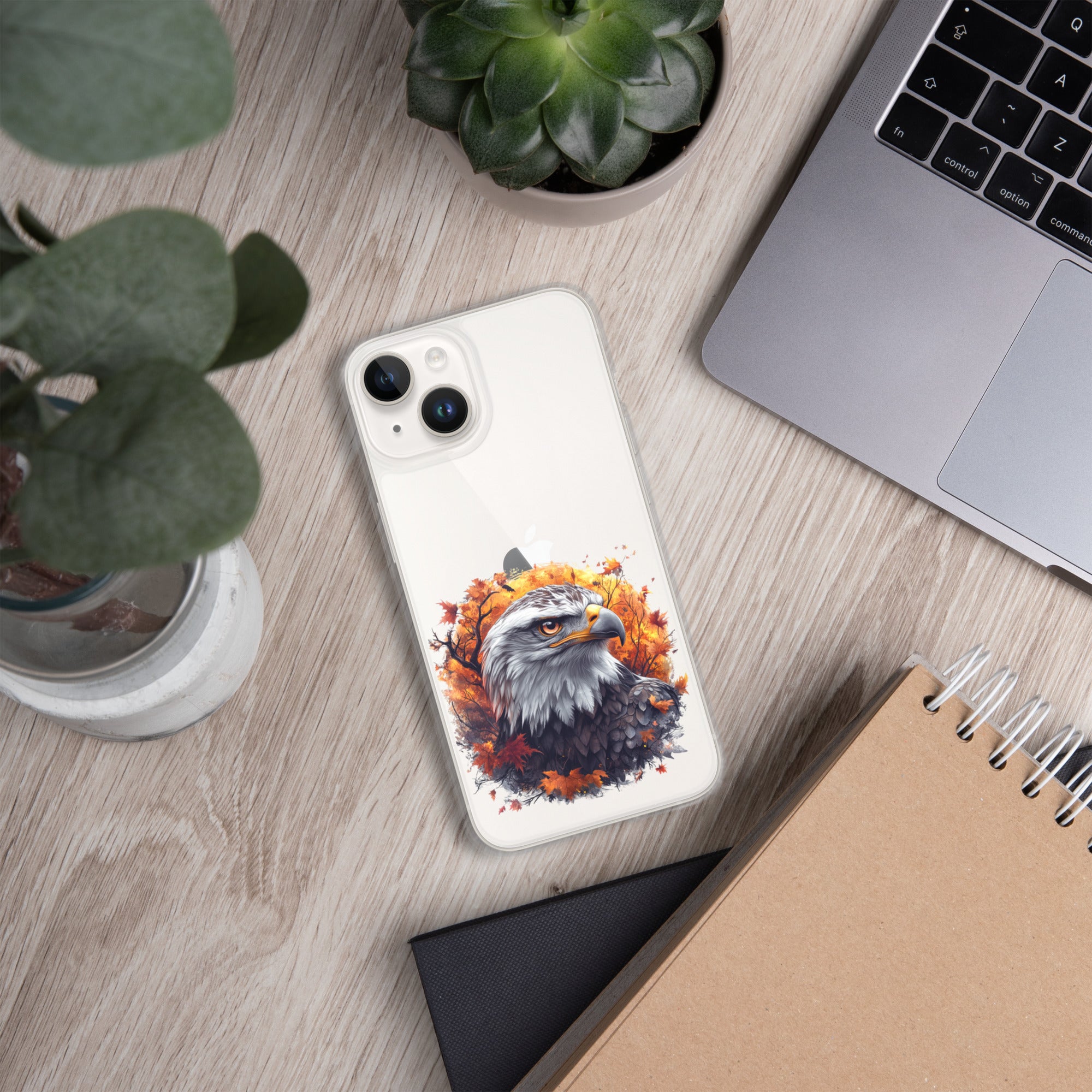 Autumn Eagle Spirit Clear Case for iPhone 14 - Bald Eagle Fall Aesthetic Protective Cover