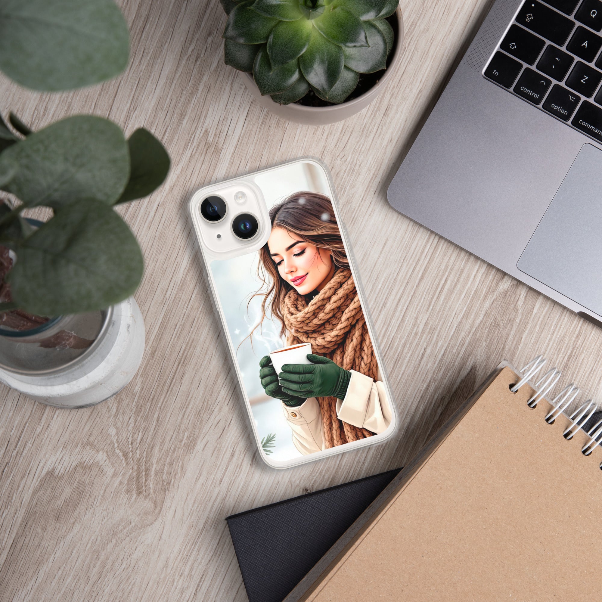 Cozy Winter Moments Clear Case for iPhone 14 - Aesthetic Winter Girl Protective Cover