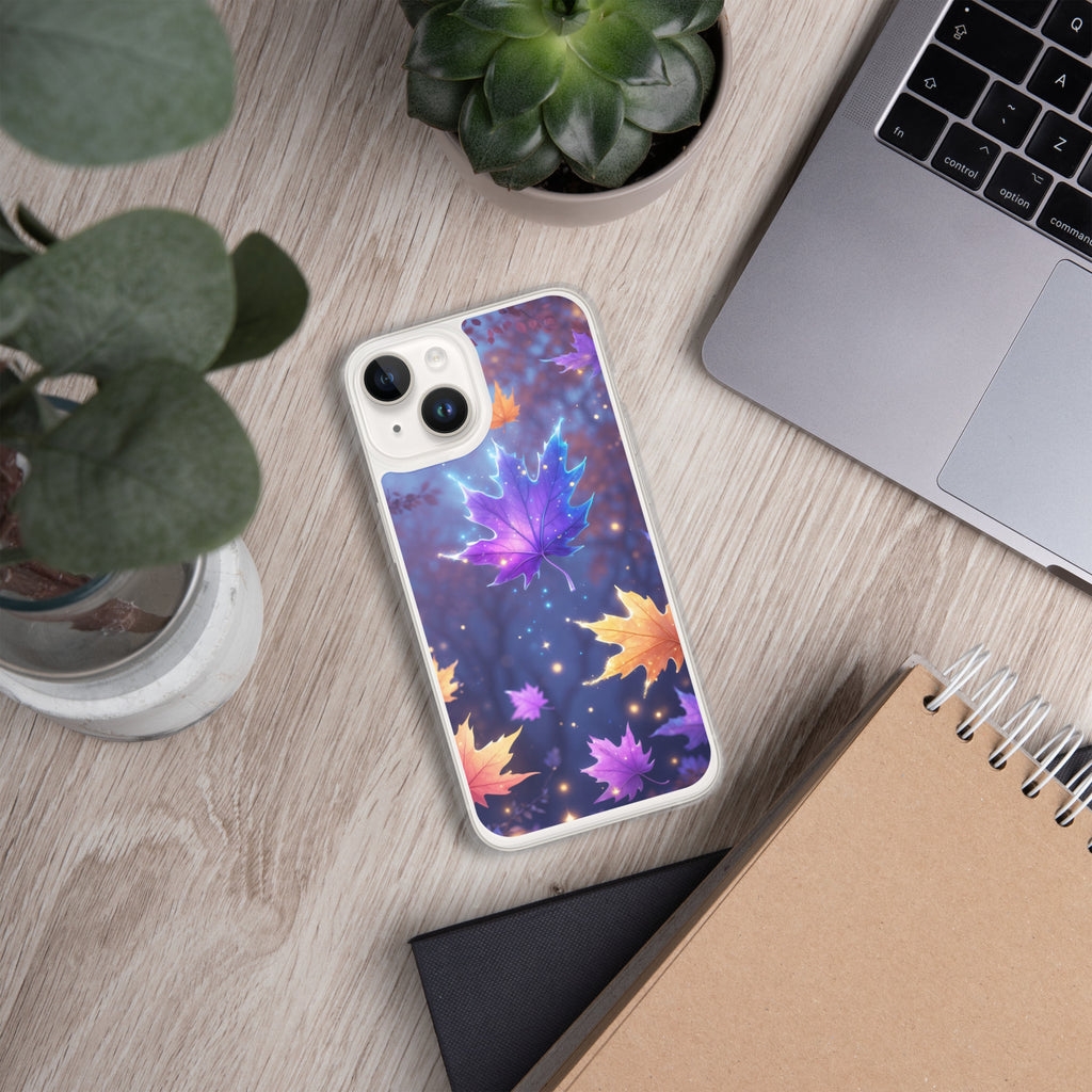 Enchanted Autumn Leaves Clear Case for iPhone 14 - Fantasy Fall Maple Leaf Protective Cover