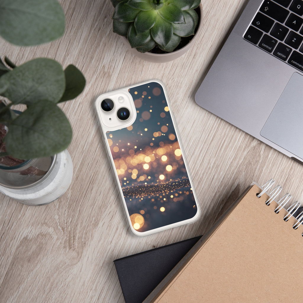 Golden Sparkle Bokeh Clear Case for iPhone 14