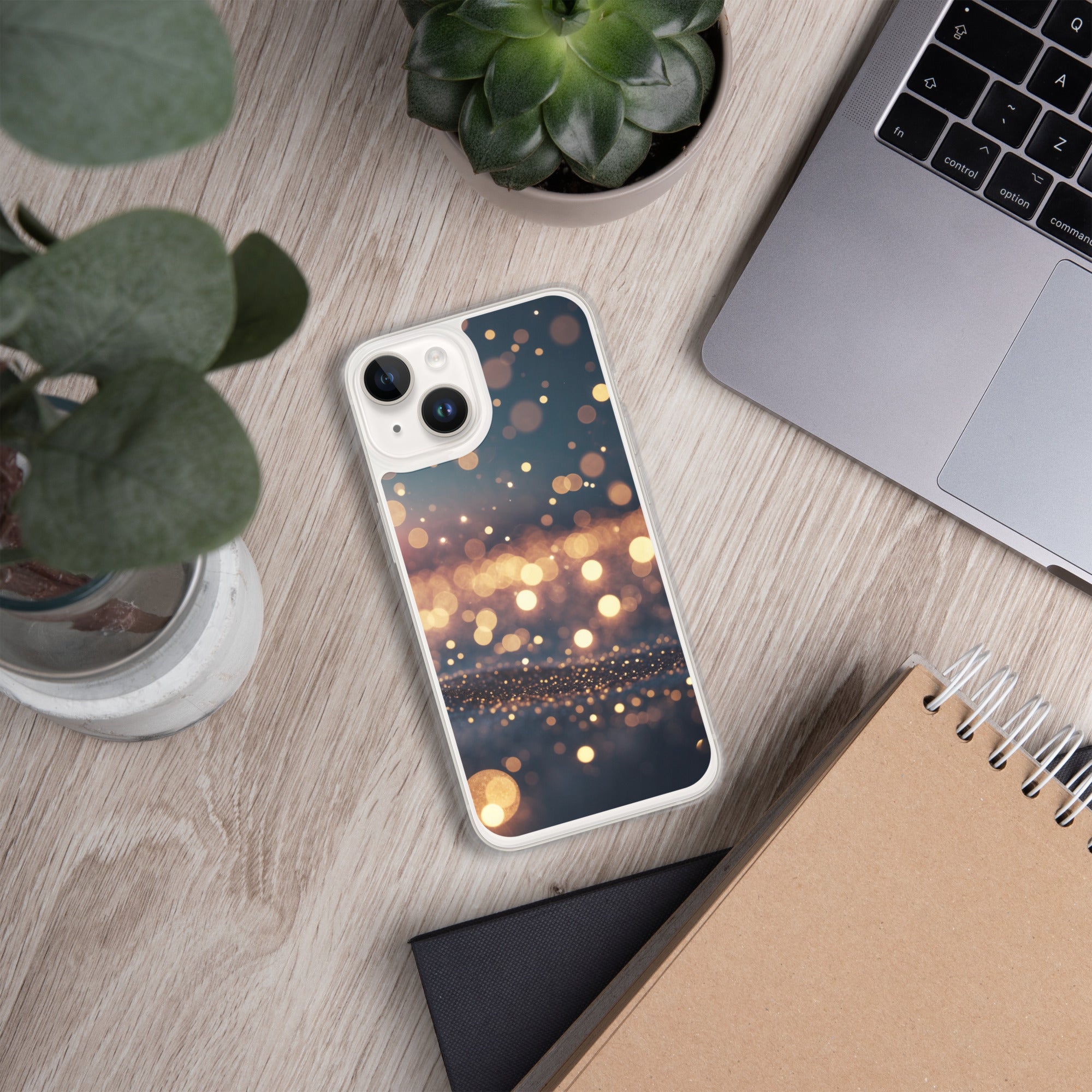 Golden Sparkle Bokeh Clear Case for iPhone 14