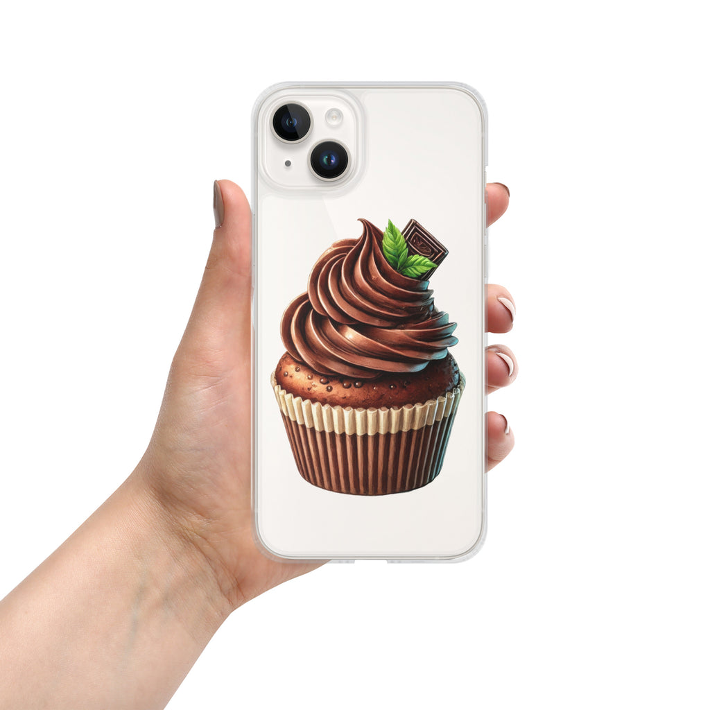 Chocolate Cupcake Clear Case for iPhone 14 Plus - Sweet Dessert Protective Phone Cover