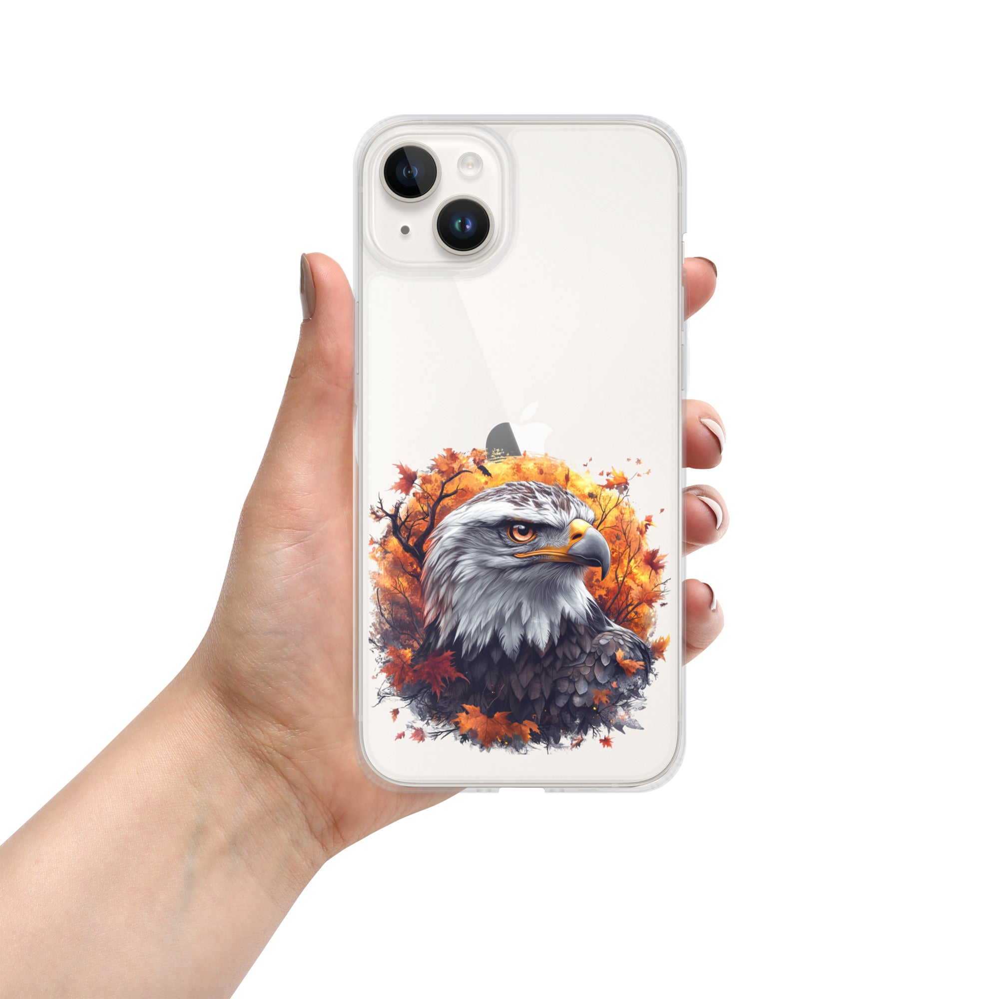 Autumn Eagle Spirit Clear Case for iPhone 14 Plus - Bald Eagle Fall Aesthetic Protective Cover