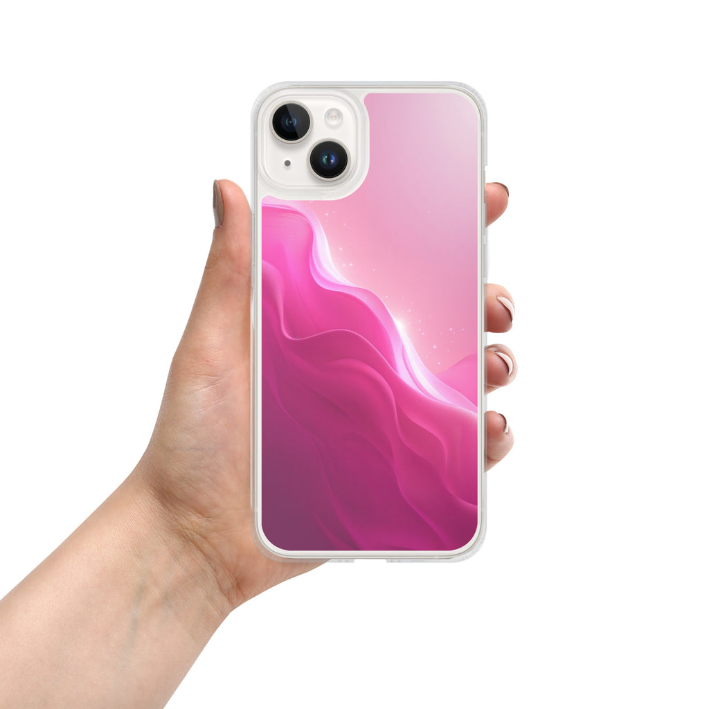 Pink Velvet Waves Dream Clear Case for iPhone 14 Plus - Abstract Pink Gradient Protective Cover