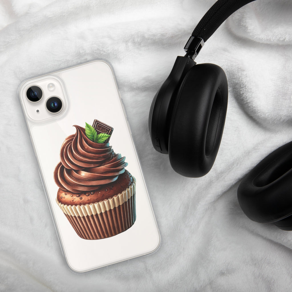 Chocolate Cupcake Clear Case for iPhone 14 Plus - Sweet Dessert Protective Phone Cover