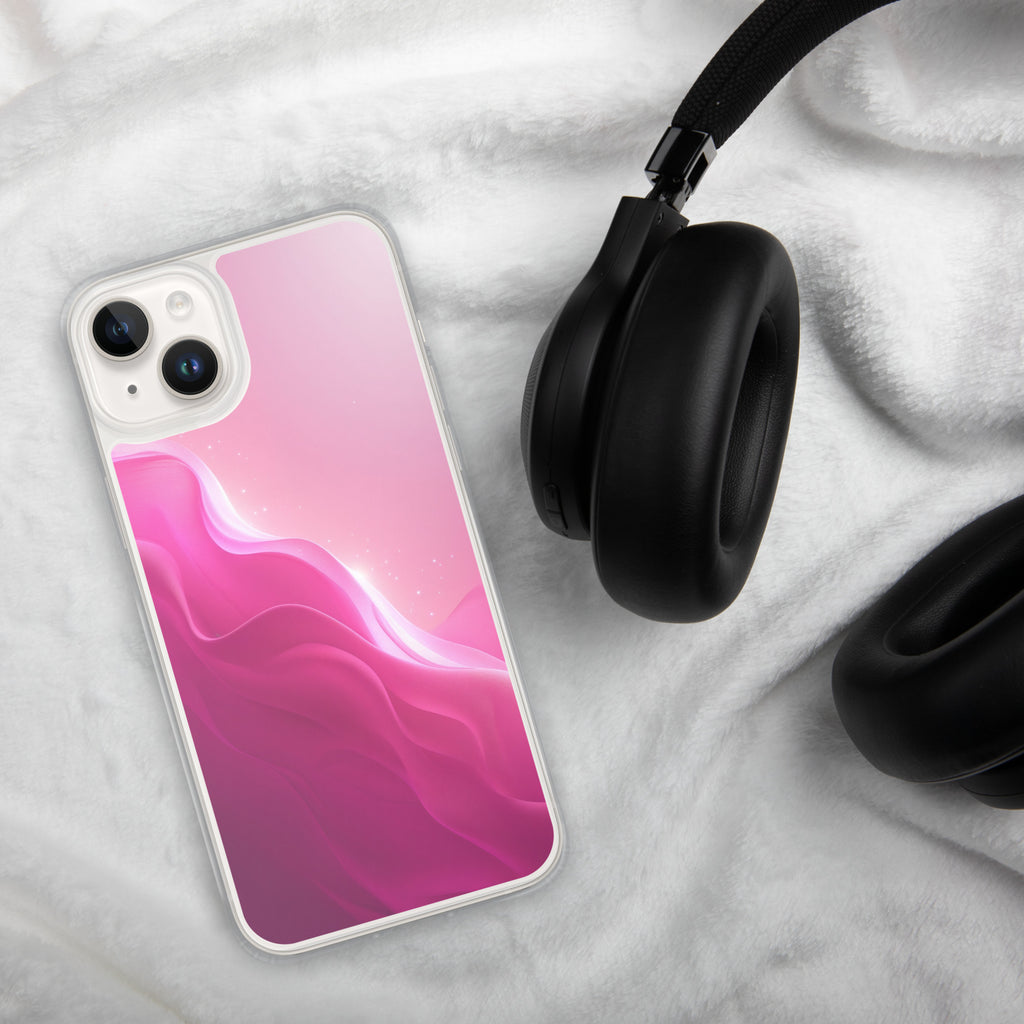 Pink Velvet Waves Dream Clear Case for iPhone 14 Plus - Abstract Pink Gradient Protective Cover