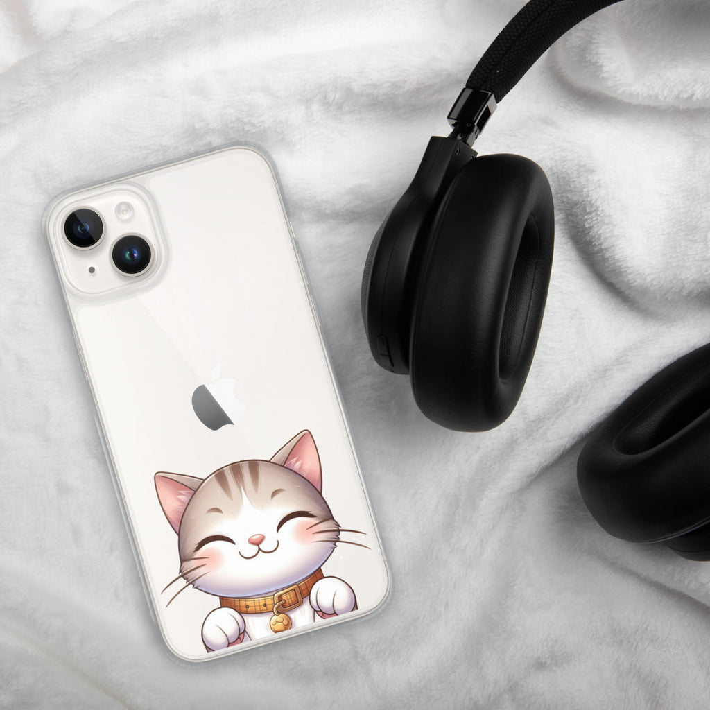 Happy Kitty Clear Case for iPhone 14 Plus