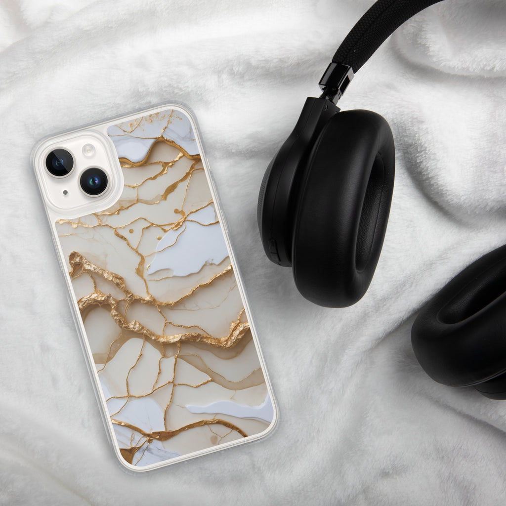 Ivory Golden Marble Elegance Clear Case for iPhone 14 Plus