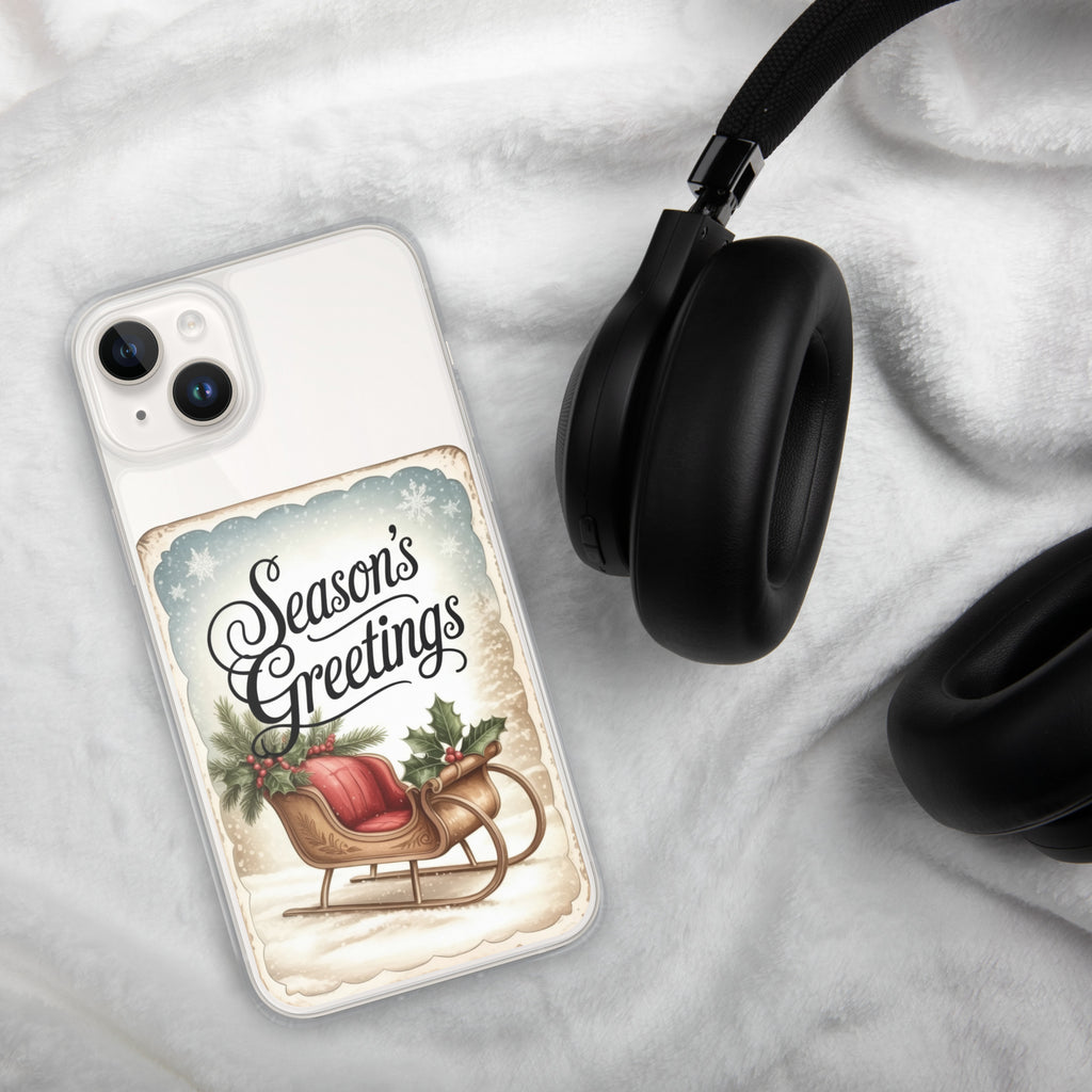 Season’s Greetings Vintage Holiday Clear Case for iPhone 14 Plus