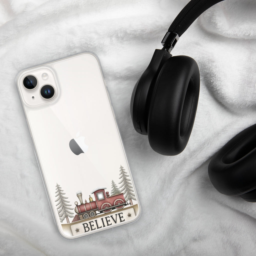 Christmas Believe Train Clear Case for iPhone 14 Plus