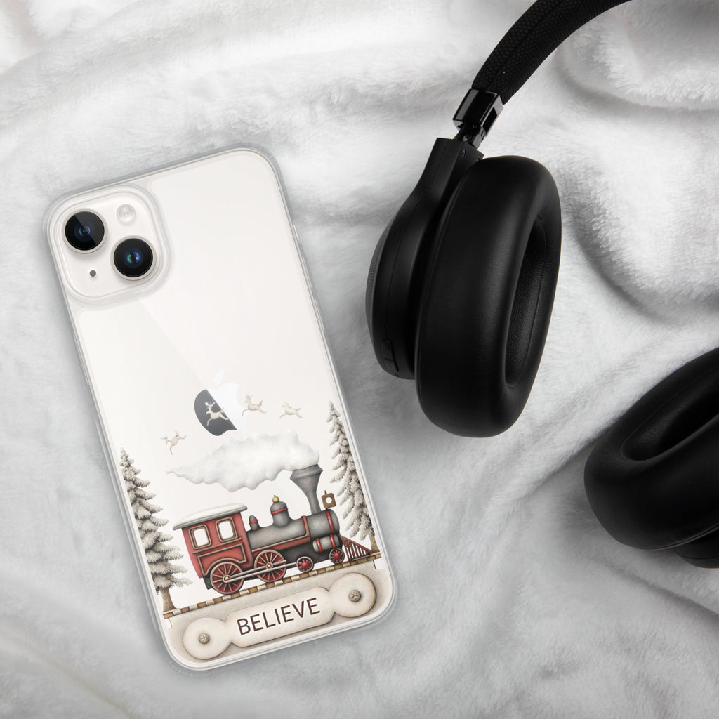 Believe Christmas Train Clear Case for iPhone 14 Plus