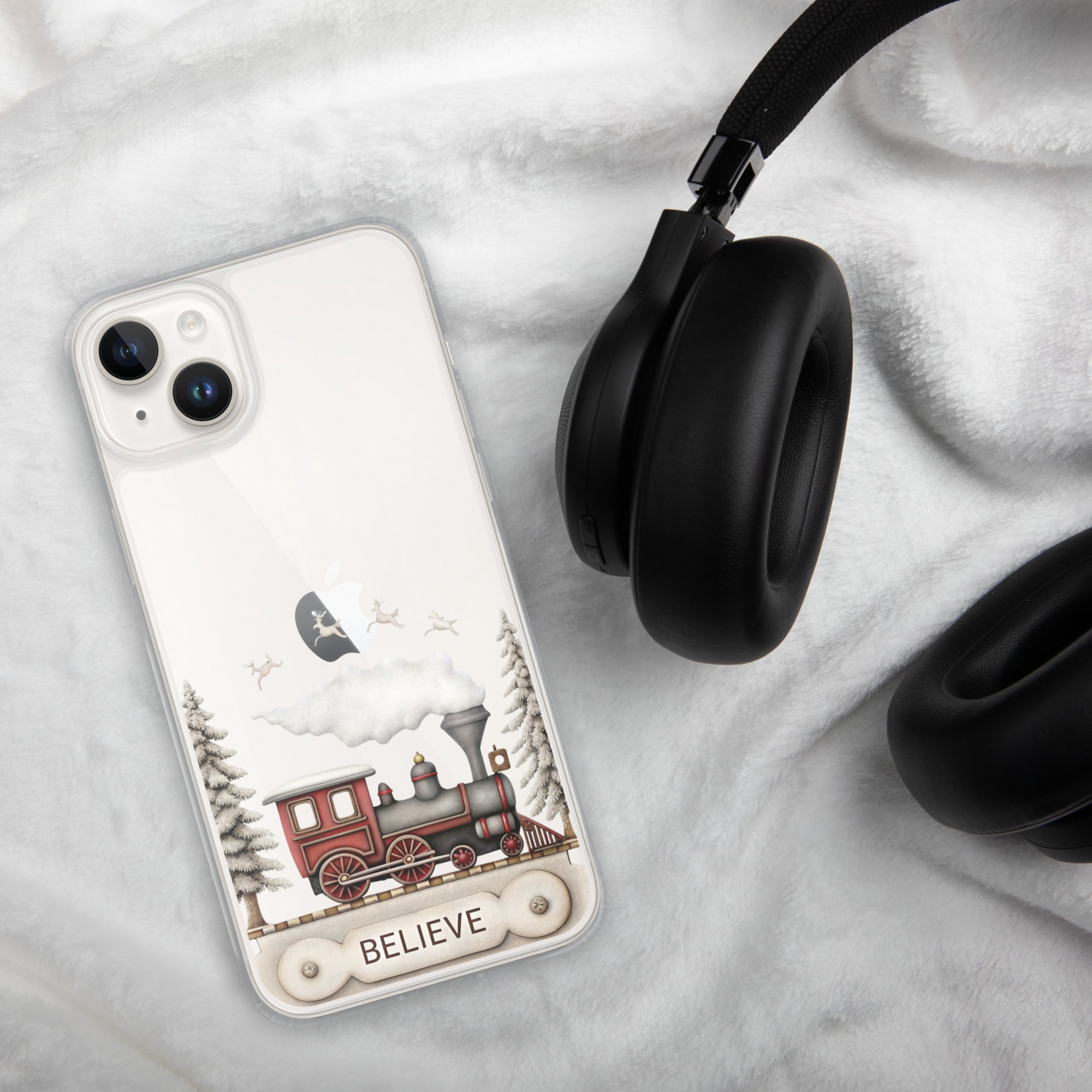 Believe Christmas Train Clear Case for iPhone 14 Plus