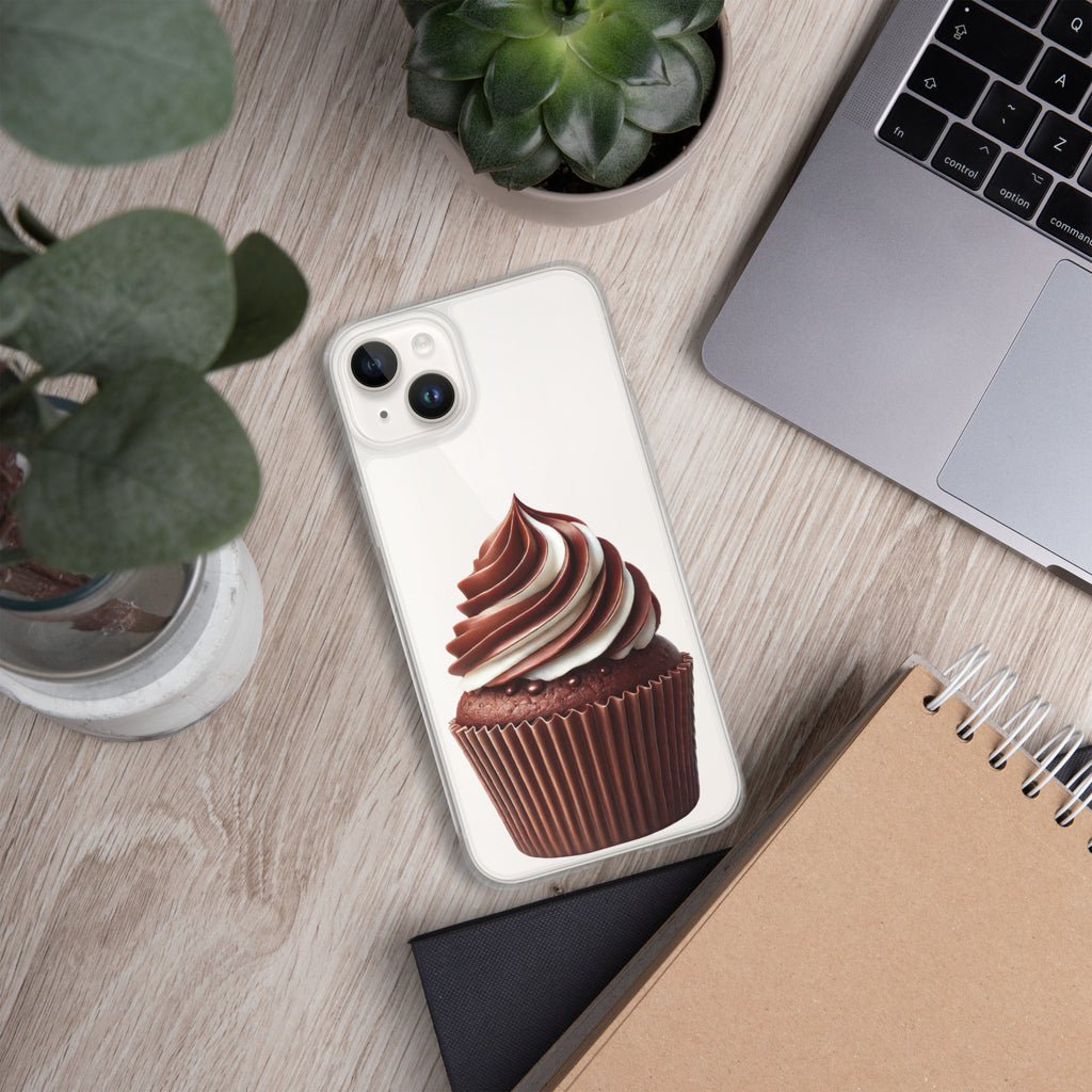 Chocolate Vanilla Swirl Cupcake Clear Case for iPhone 14 Plus