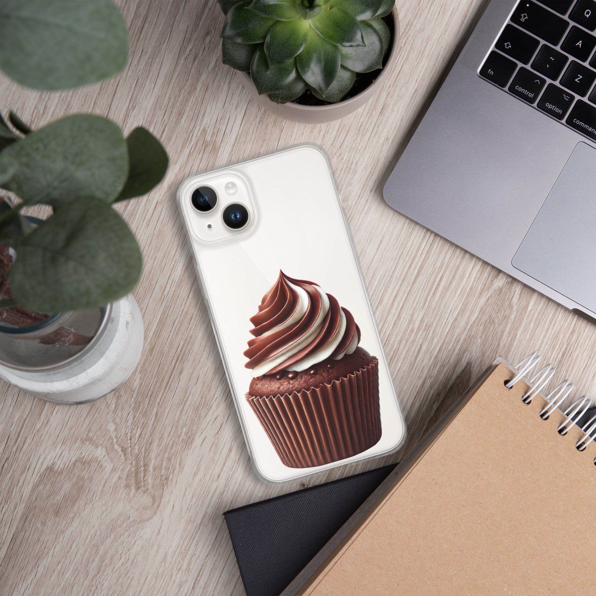 Chocolate Vanilla Swirl Cupcake Clear Case for iPhone 14 Plus