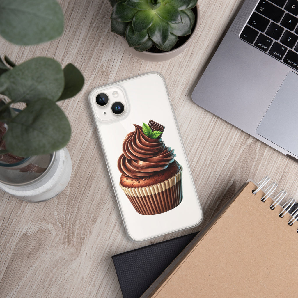 Chocolate Cupcake Clear Case for iPhone 14 Plus - Sweet Dessert Protective Phone Cover