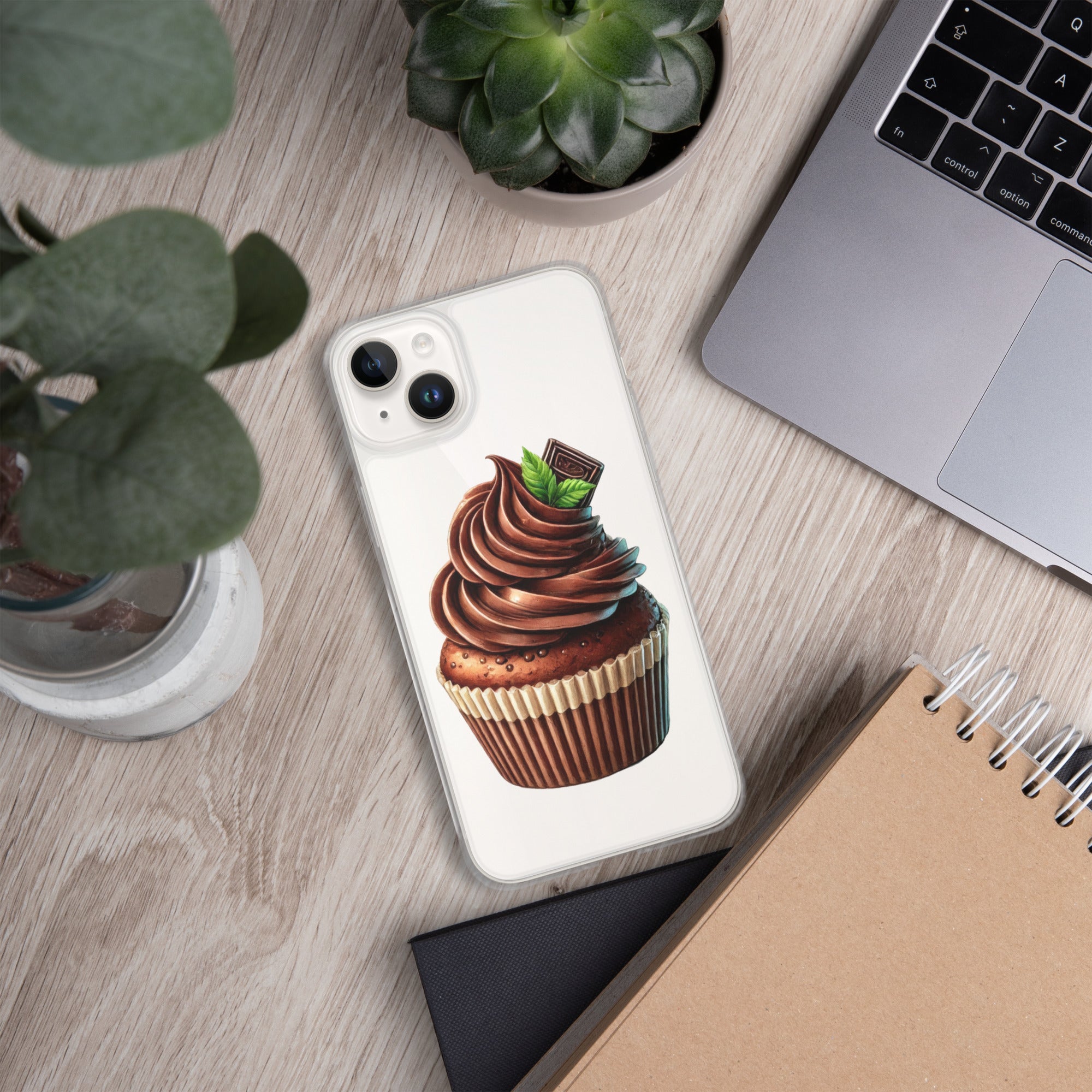 Chocolate Cupcake Clear Case for iPhone 14 Plus - Sweet Dessert Protective Phone Cover