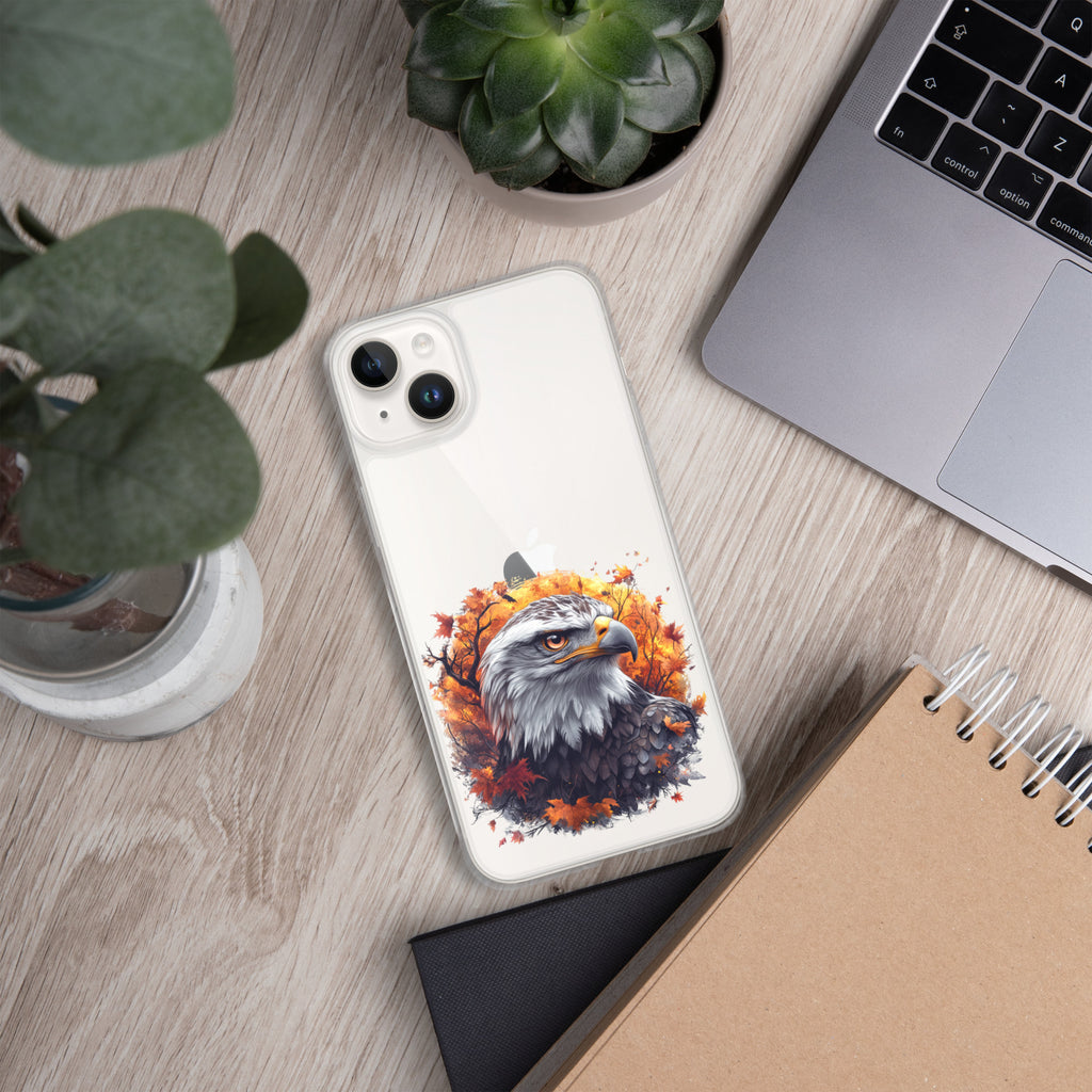 Autumn Eagle Spirit Clear Case for iPhone 14 Plus - Bald Eagle Fall Aesthetic Protective Cover