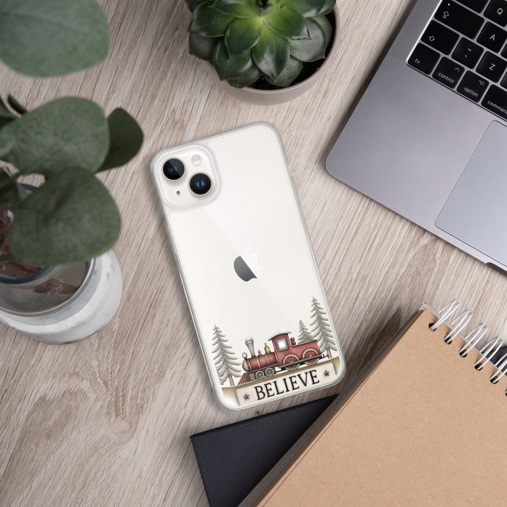 Christmas Believe Train Clear Case for iPhone 14 Plus