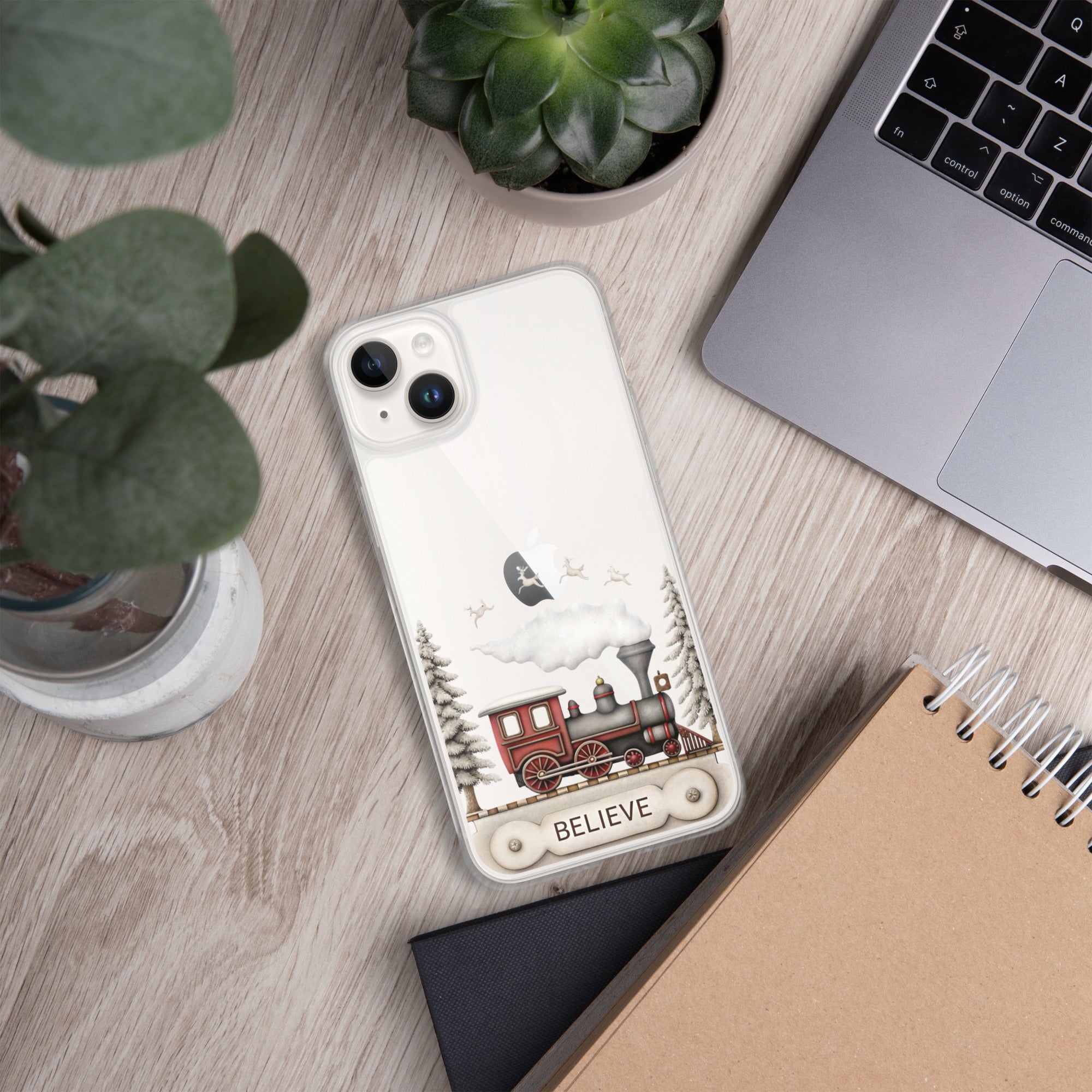 Believe Christmas Train Clear Case for iPhone 14 Plus