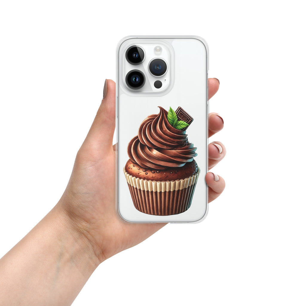 Chocolate Cupcake Clear Case for iPhone 14 Pro - Sweet Dessert Protective Phone Cover