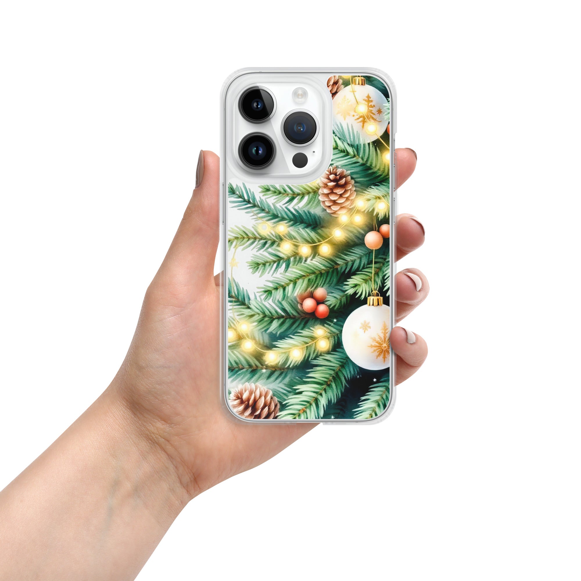 Holiday Pine Glow Clear Case for iPhone 14 Pro