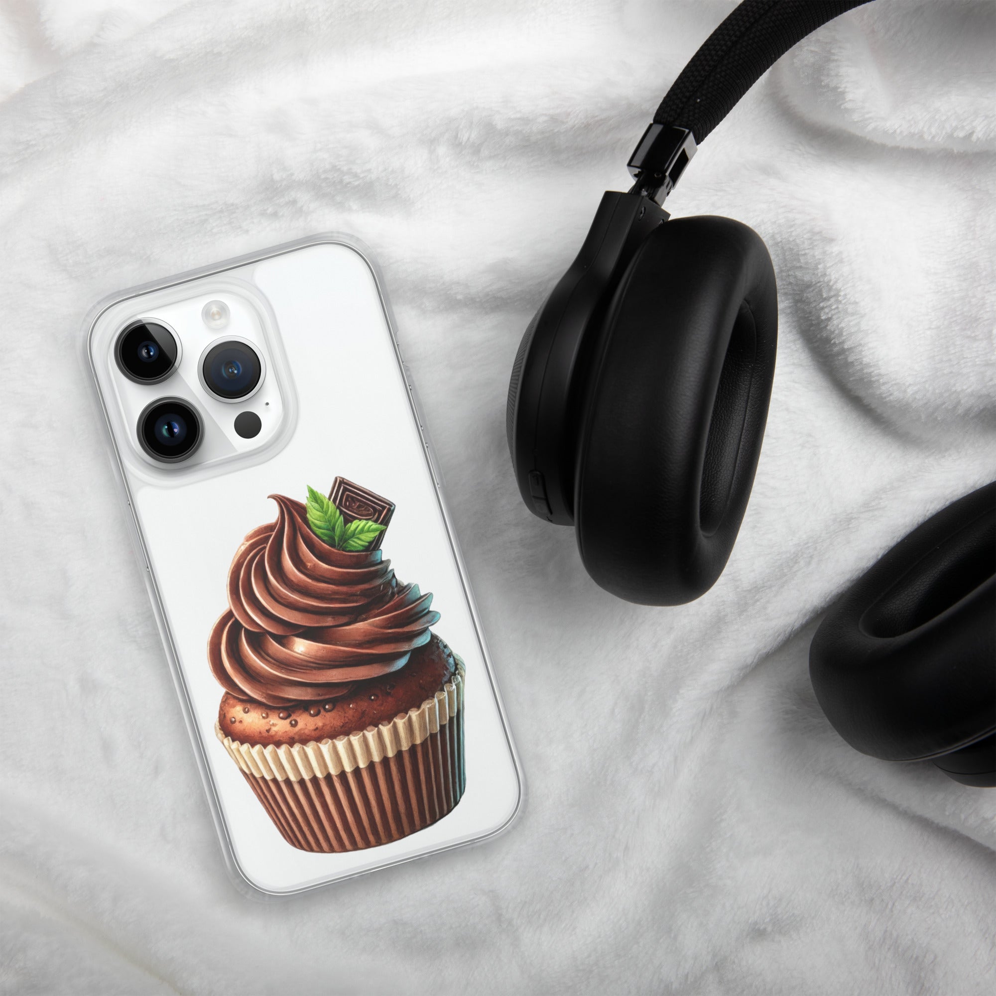 Chocolate Cupcake Clear Case for iPhone 14 Pro - Sweet Dessert Protective Phone Cover