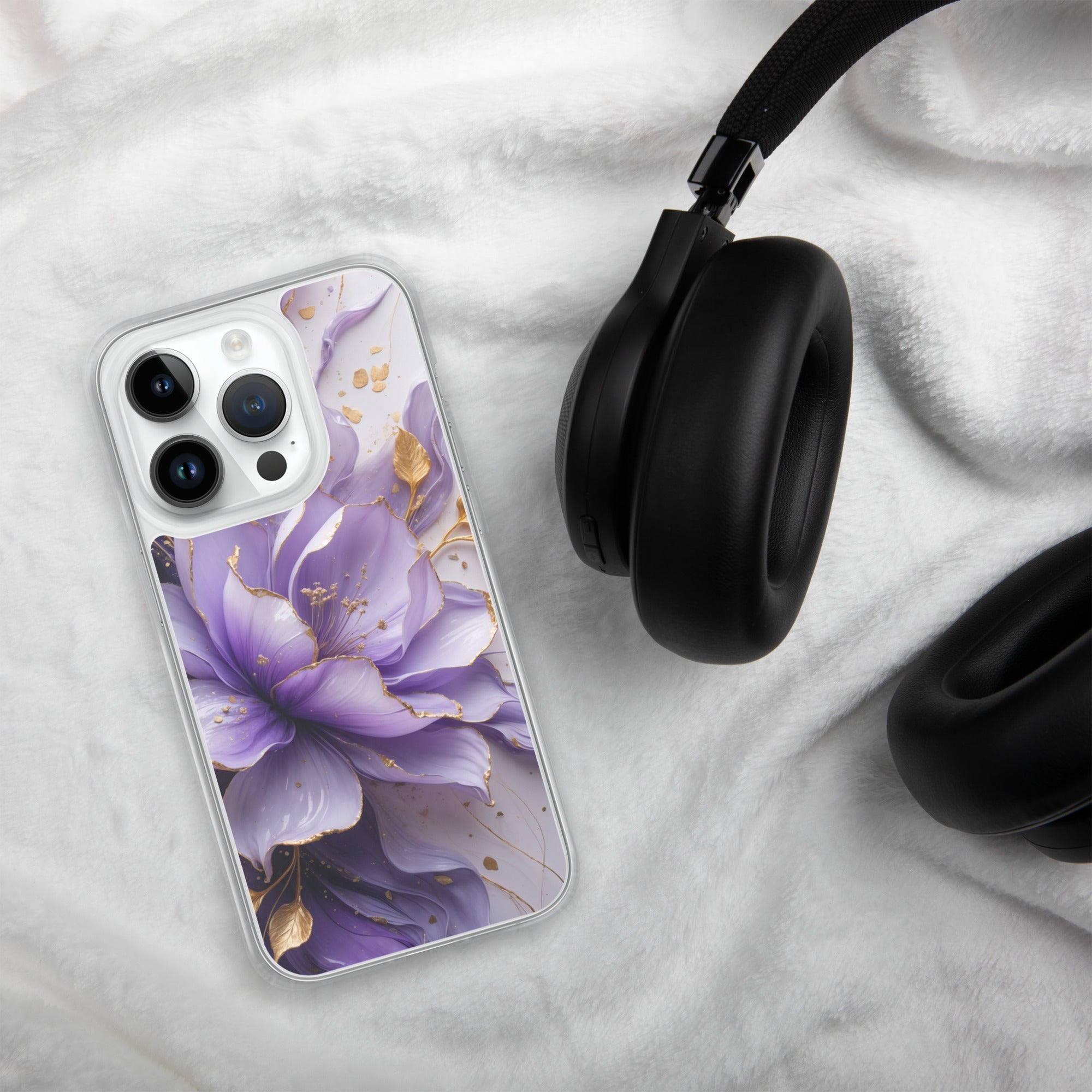 Royal Violet Bloom Clear Case for iPhone 14 Pro