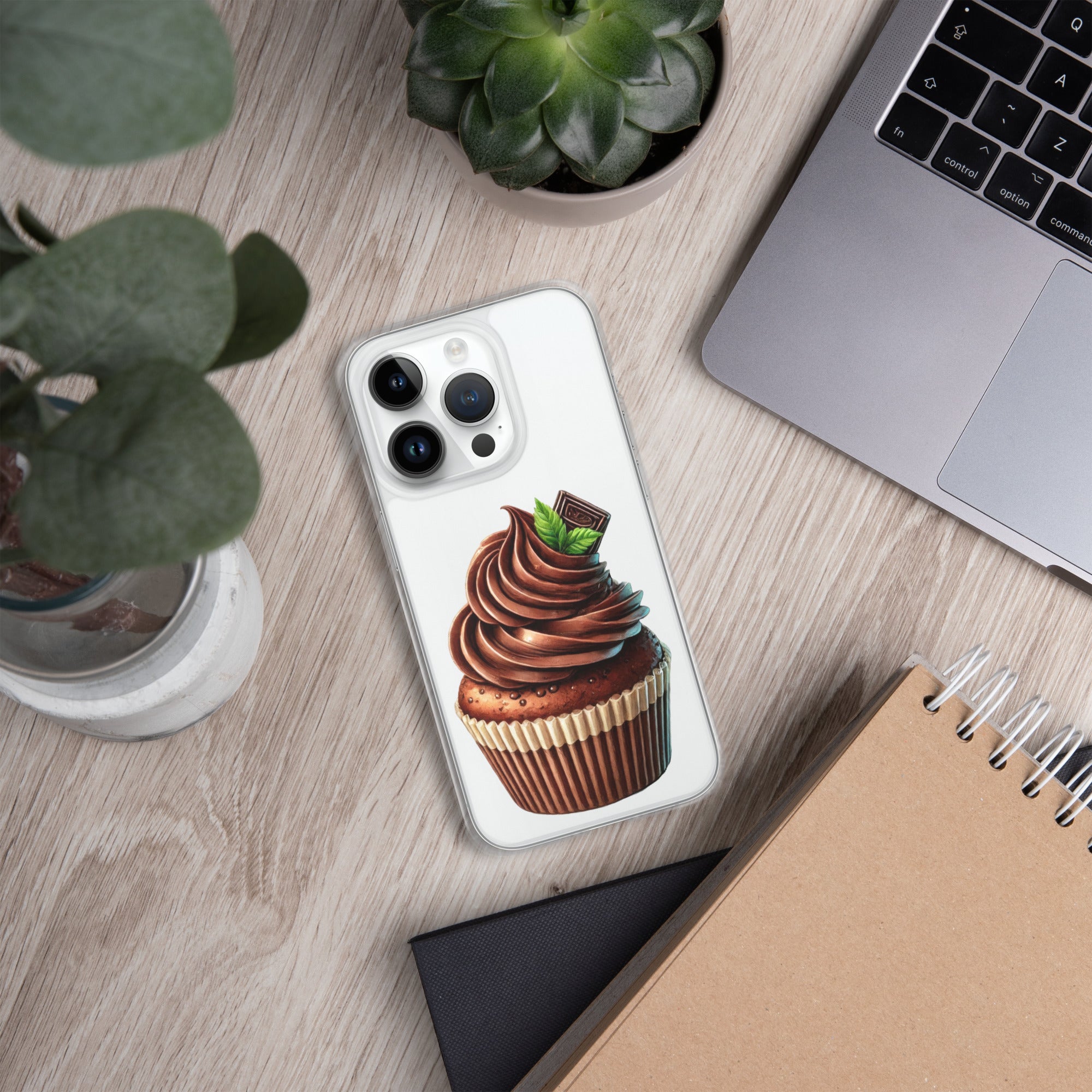 Chocolate Cupcake Clear Case for iPhone 14 Pro - Sweet Dessert Protective Phone Cover