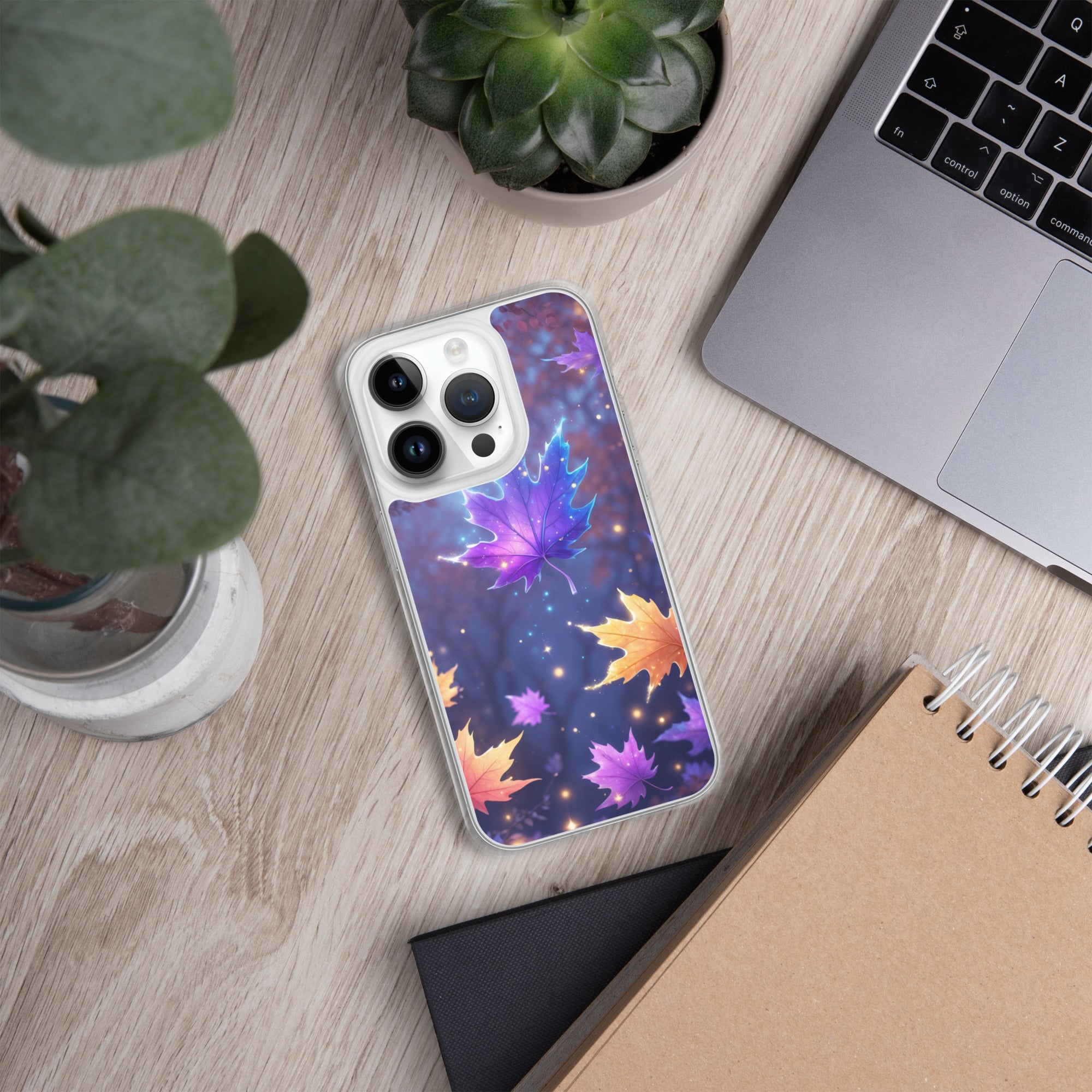 Enchanted Autumn Leaves Clear Case for iPhone 14 Pro - Fantasy Fall Maple Leaf Protective Cover