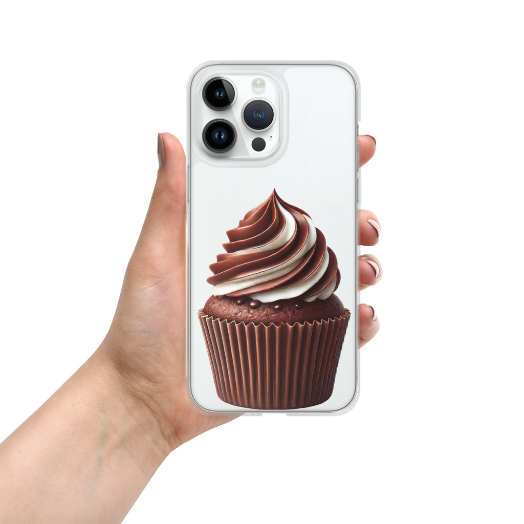 Chocolate Vanilla Swirl Cupcake Clear Case for iPhone 14 Pro Max - Dessert Aesthetic Protective Cover