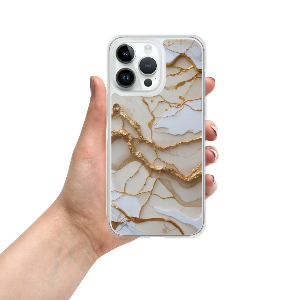 Ivory Golden Marble Elegance Clear Case for iPhone 14 Pro Max