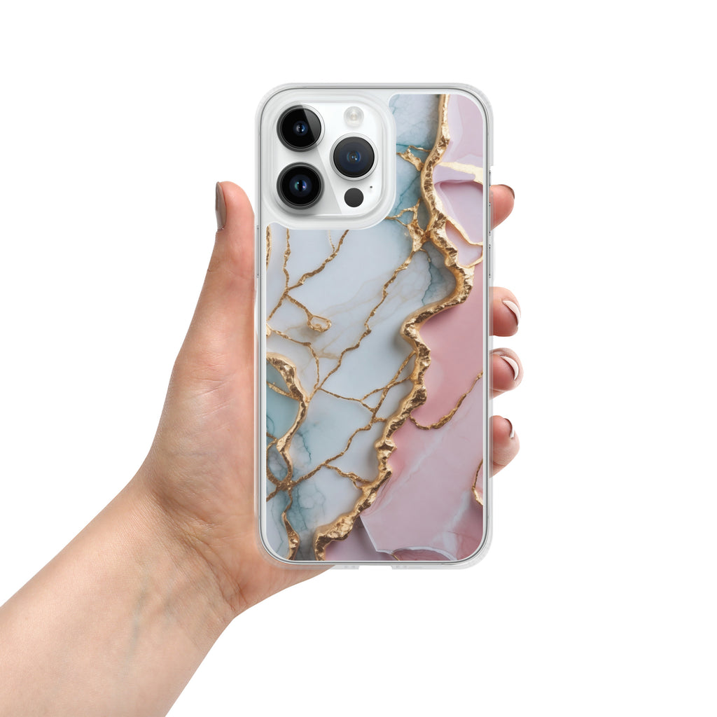 Pastel Golden Marble Fusion Clear Case for iPhone 14 Pro Max