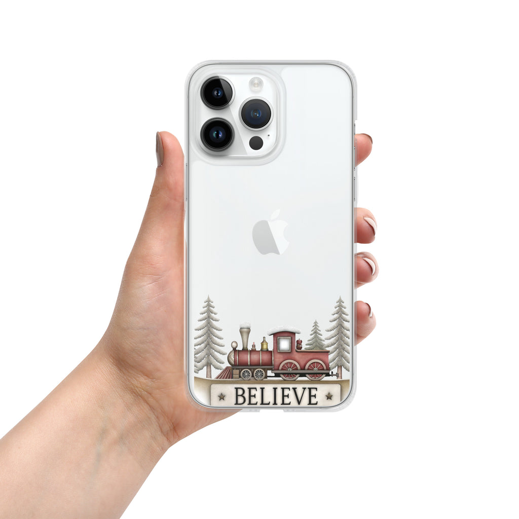 Christmas Believe Train Clear Case for iPhone 14 Pro Max