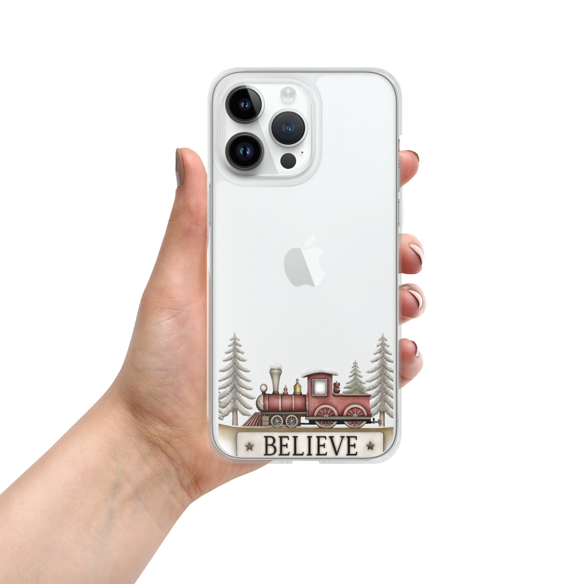 Christmas Believe Train Clear Case for iPhone 14 Pro Max