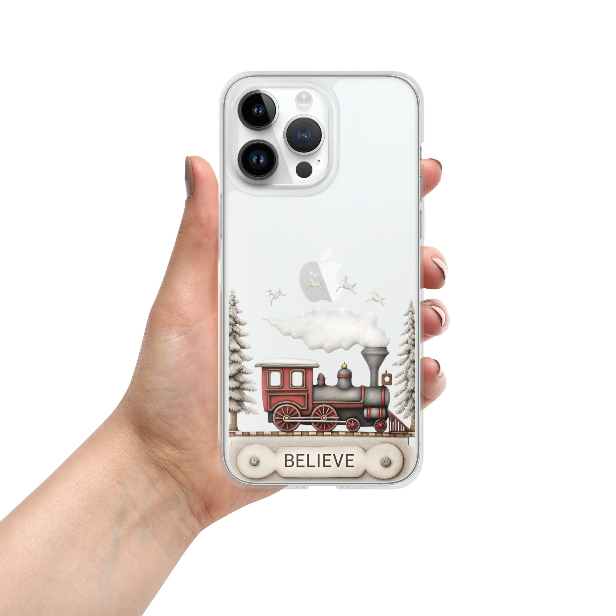 Believe Christmas Train Clear Case for iPhone 14 Pro Max