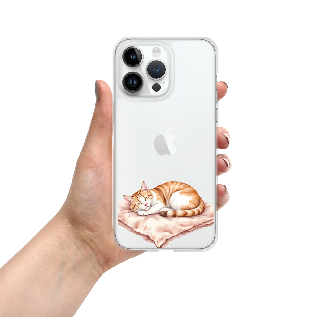 Sleepy Cat on Pillow Clear Case for iPhone 14 Pro Max