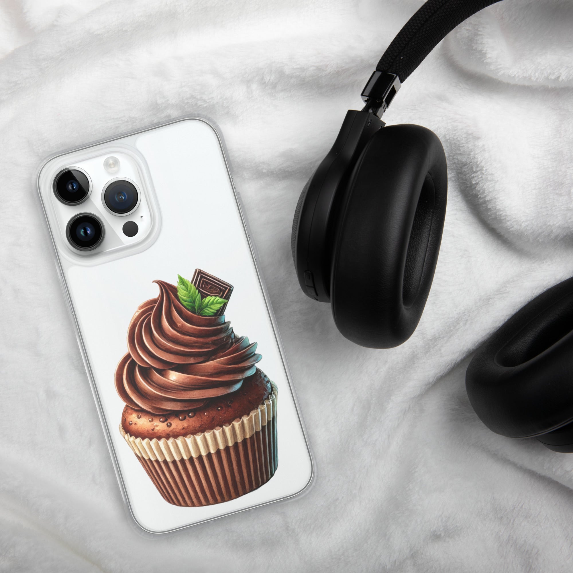 Chocolate Cupcake Clear Case for iPhone 14 Pro Max - Sweet Dessert Protective Phone Cover