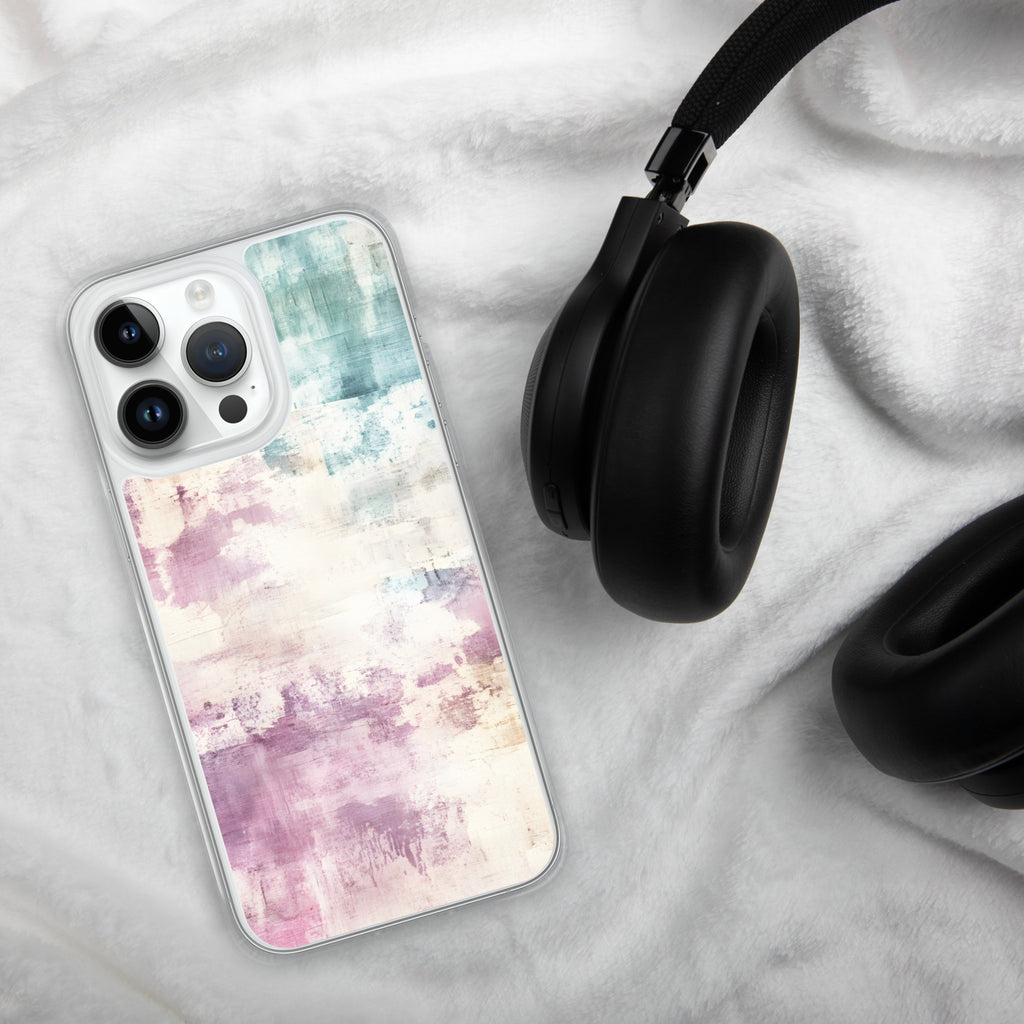 Pastel Abstract Brushstroke Clear Case for iPhone 14 Pro Max - Artistic Pastel Pattern Protective Cover